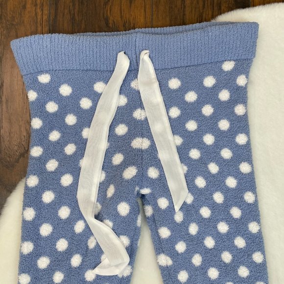 Honeydew Leggings XL Blue White Polka Dot Fuzzy Knit Sleep Lounge Pants Women's - Picture 6 of 14